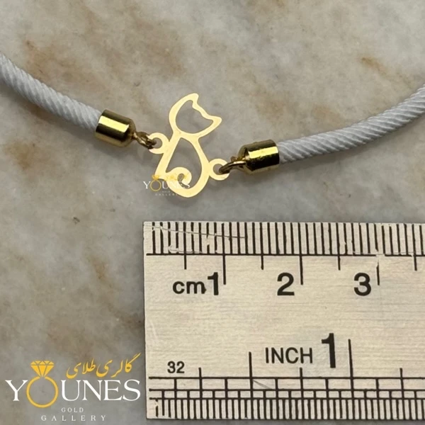 دستبند گربه نشسته طلا لیزری